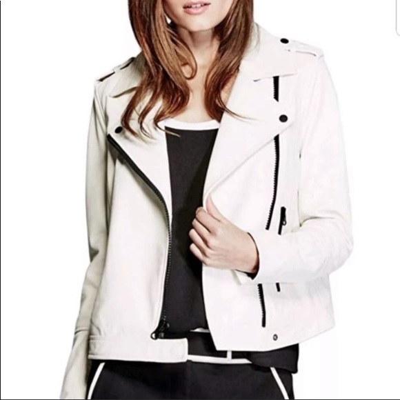 Marciano Jackets & Blazers - Marciano Cream Leather Motorcycle Moto Jacket Coat Marciano Jackets & Blazers - Marciano Cream Leather Motorcycle Moto Jacket Coat